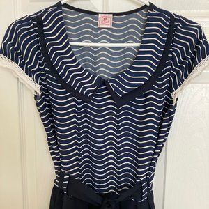 Navy Tie Front Dress